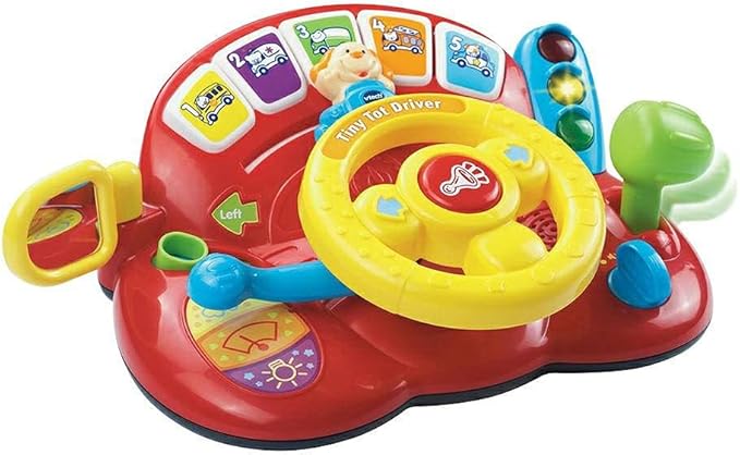 VTech Baby Tiny Tot Driver, Roleplay Steering Wheel for Toddlers, Interactive Driving Toy, Pretend Play Toy with Music and Light, Sensory Play for Kids Aged 12 Months +,Multicolor,19 x 26.5 x 12 cm