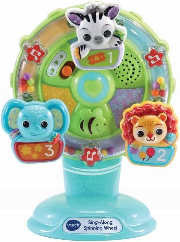 VTech Baby Sing Along Spinning Wheel, Baby Sensory Toy with Colours, Objects and Animals, Spinning Wheel Toy with Suction Cup, 6 Months +, English Version