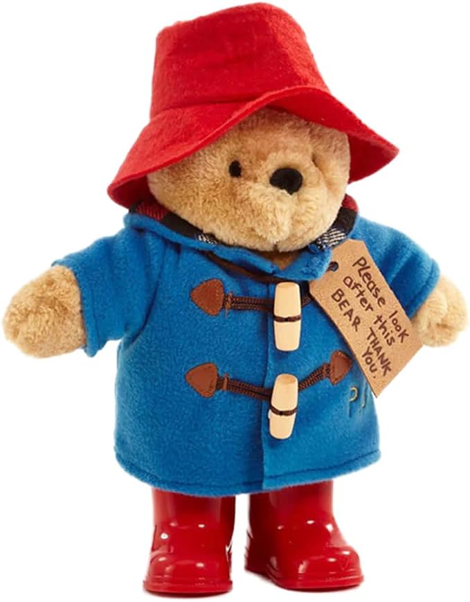 Rainbow Designs Classic Paddington Bear with Boots - 25cm Standing Plush Character - Soft & Cuddly Paddington Teddy Bear with Iconic Duffle Coat, Bush Hat & Shiny Red