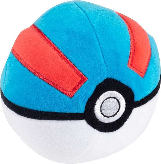 Pokémon 4" Great or Master Ball Pokéball Plush - Soft Stuffed Poke Ball Toy with Weighted Bottom - You Choose (Great Ball Greatball)