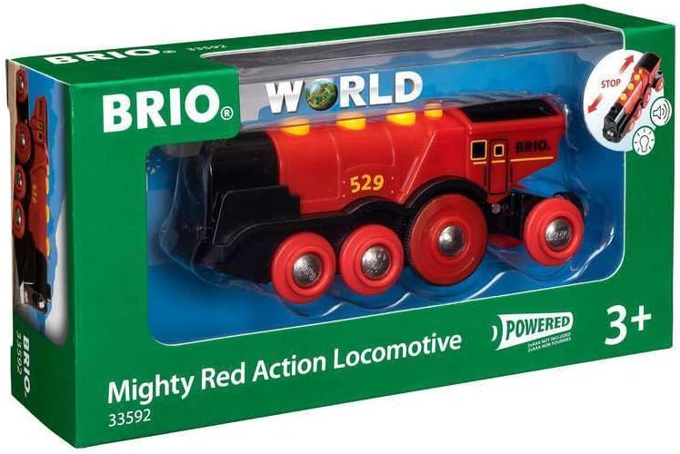 BRIO World Mighty Red Locomotive Battery Powered Toy Train for Kids Age 3 Years Up - Railway Set Accessories & Add Ons