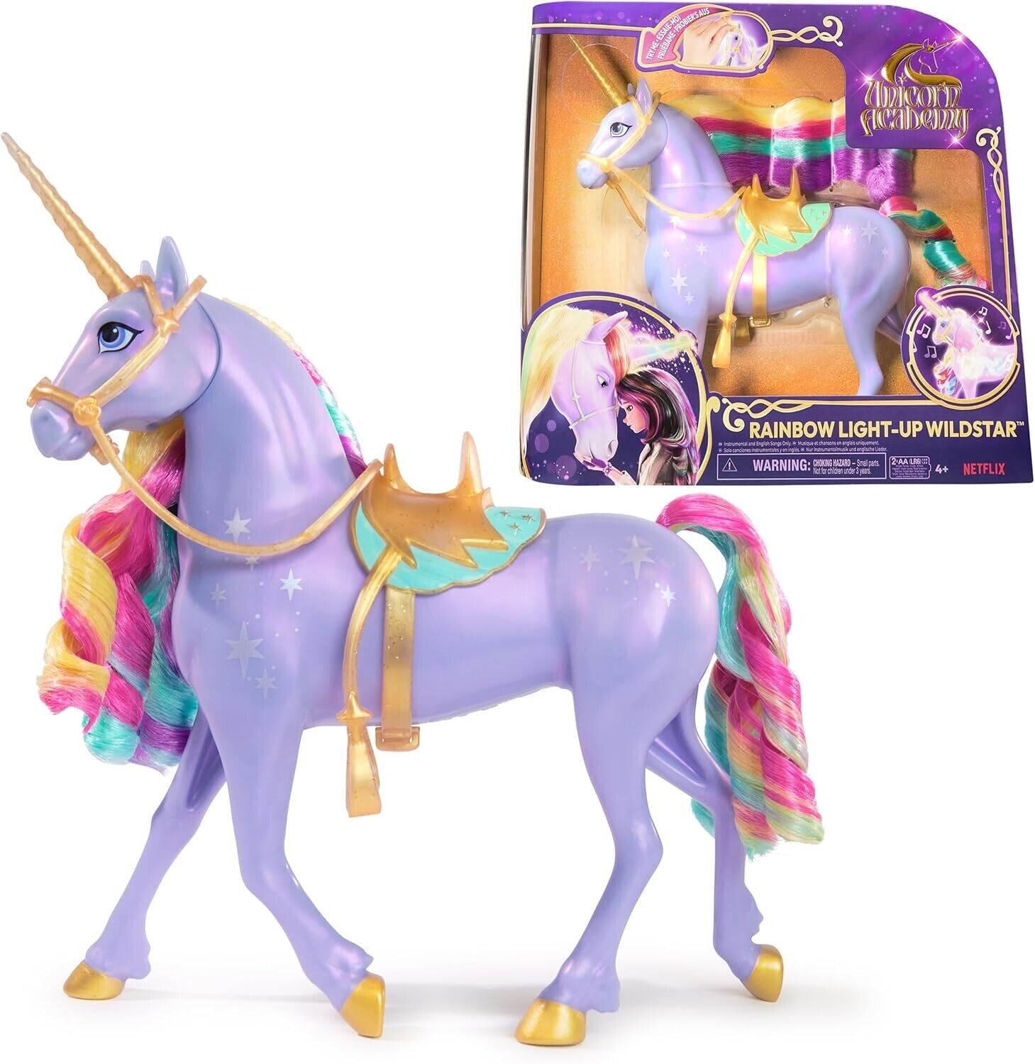 Unicorn Academy, Interactive Rainbow Light-up Wildstar Unicorn Toy with Lights,