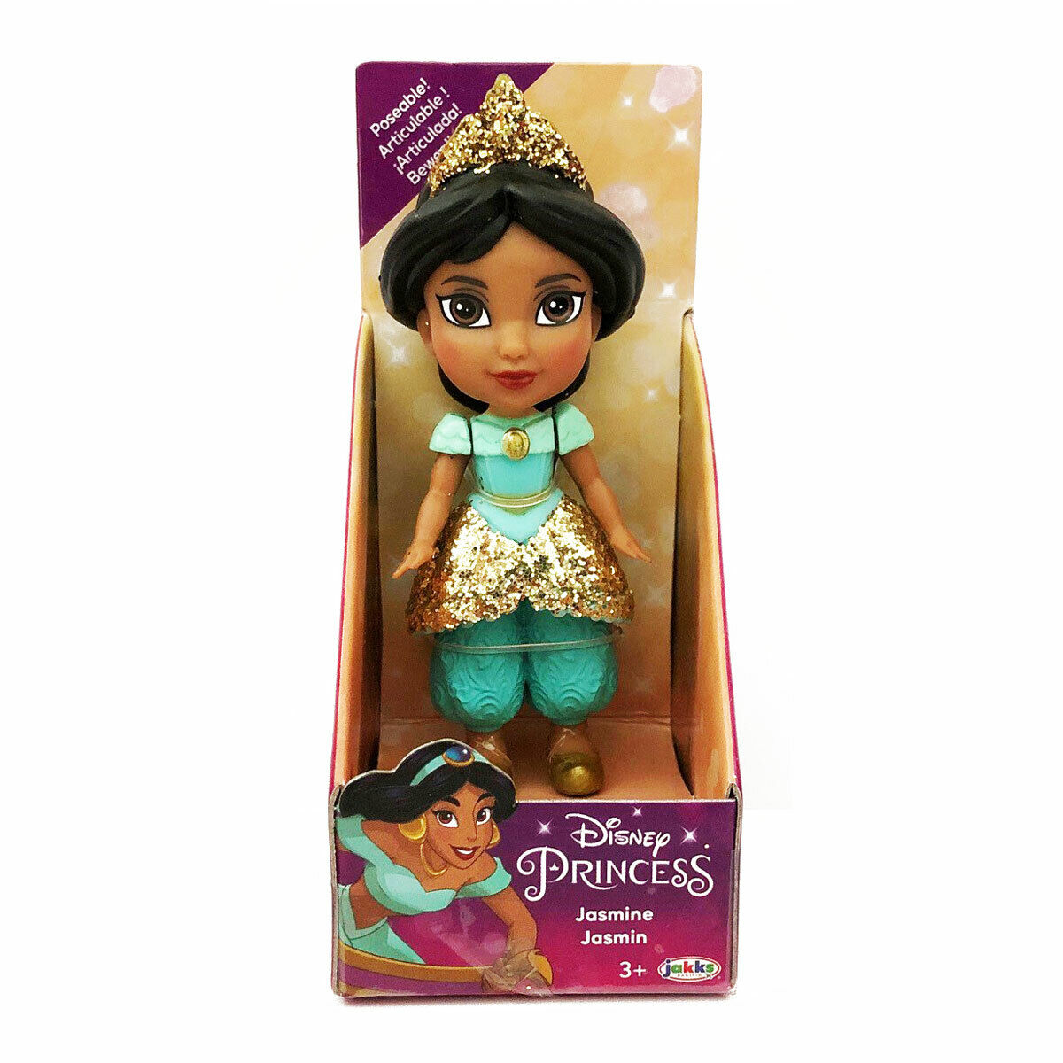 Disney Mini 3-Inch Toddler Dolls - Pick Your Favorite! - Jasmine (Glitter)