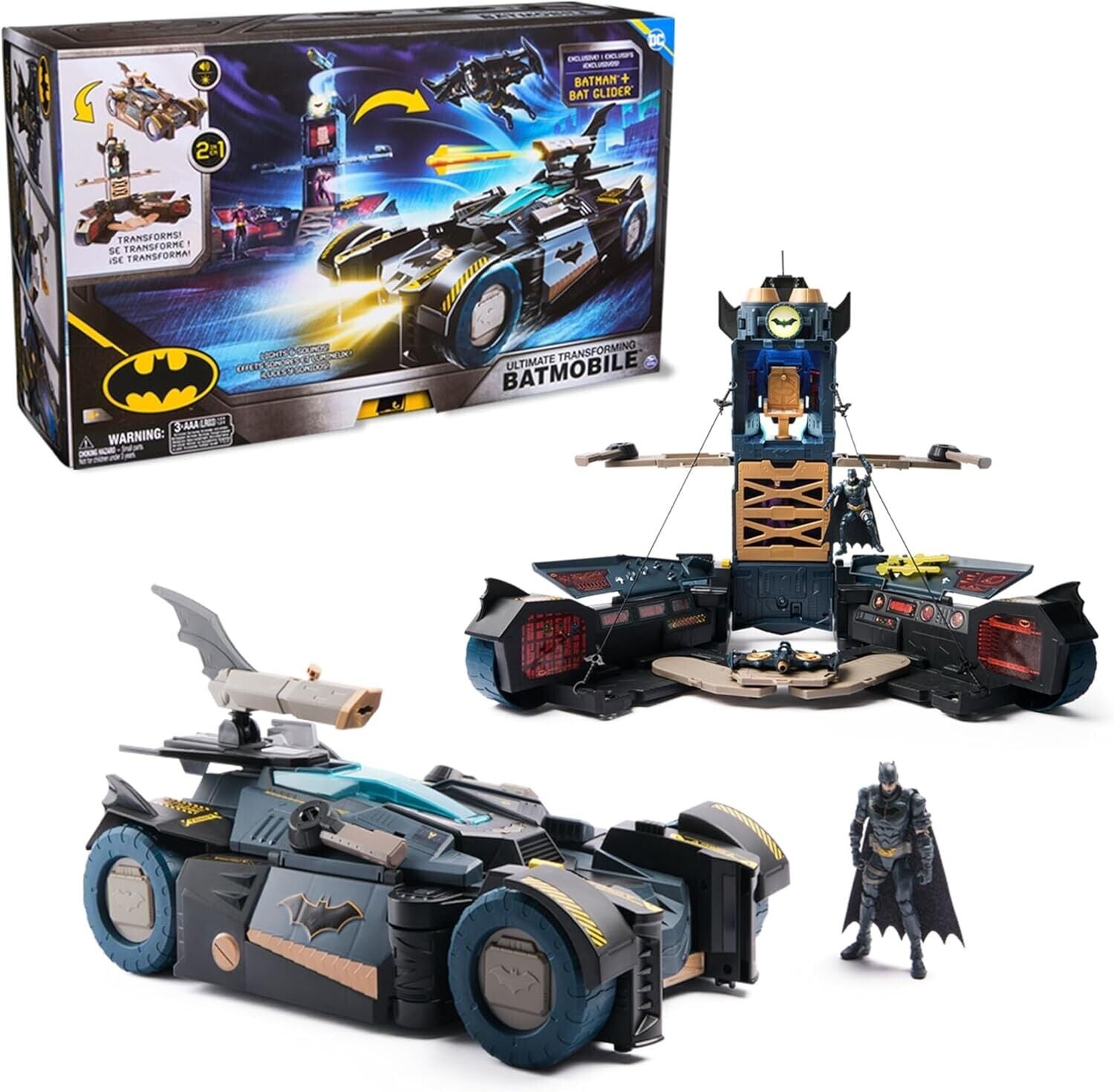 Batman, Ultimate Transforming Batmobile Playset, 2-in-1 Batman Playset with Excl