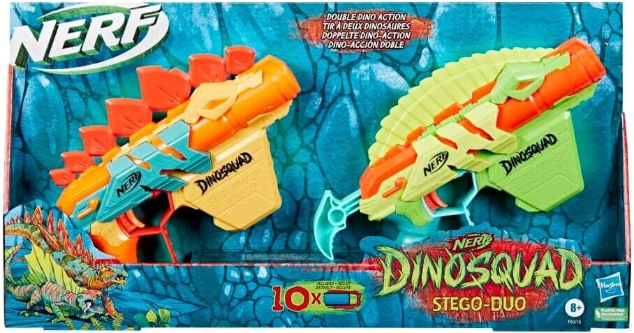 Nerf - DinoSquad Stego-Duo - 2 Toy Foam Nerf Blasters - 10 Nerf Elite 2.0 Darts