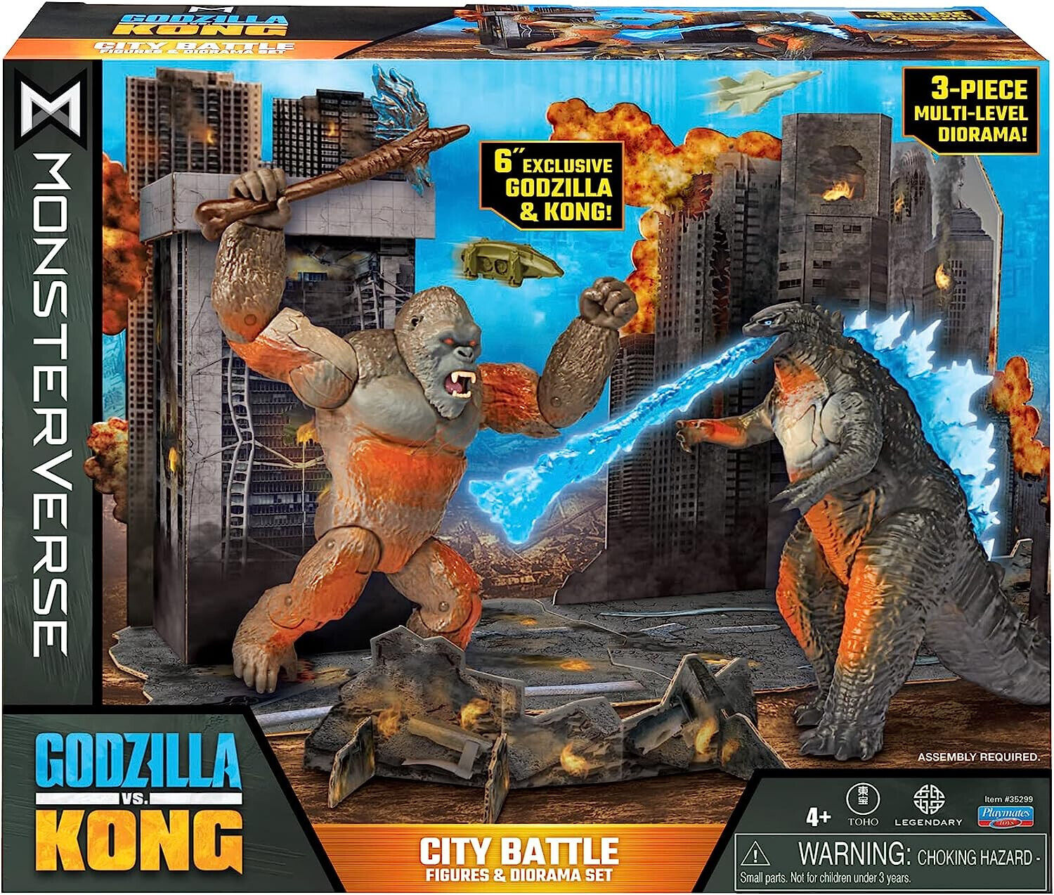 Godzilla vs Kong City Battle Diorama Toy Set - Action Figures Included!