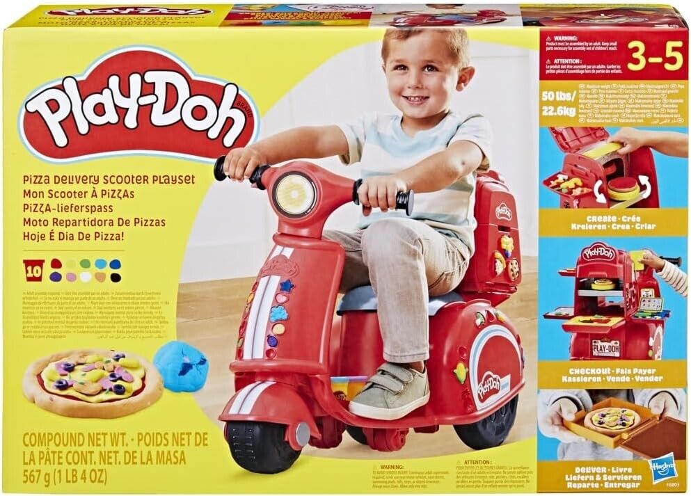 Play Doh Pizza Delivery Scooter Playset Large Ride On Play Food Preschool Toy