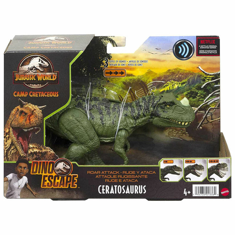 New Jurassic World Camp Cretaceous Ceratosaurus Dinosaur Figure - Roar Attack!