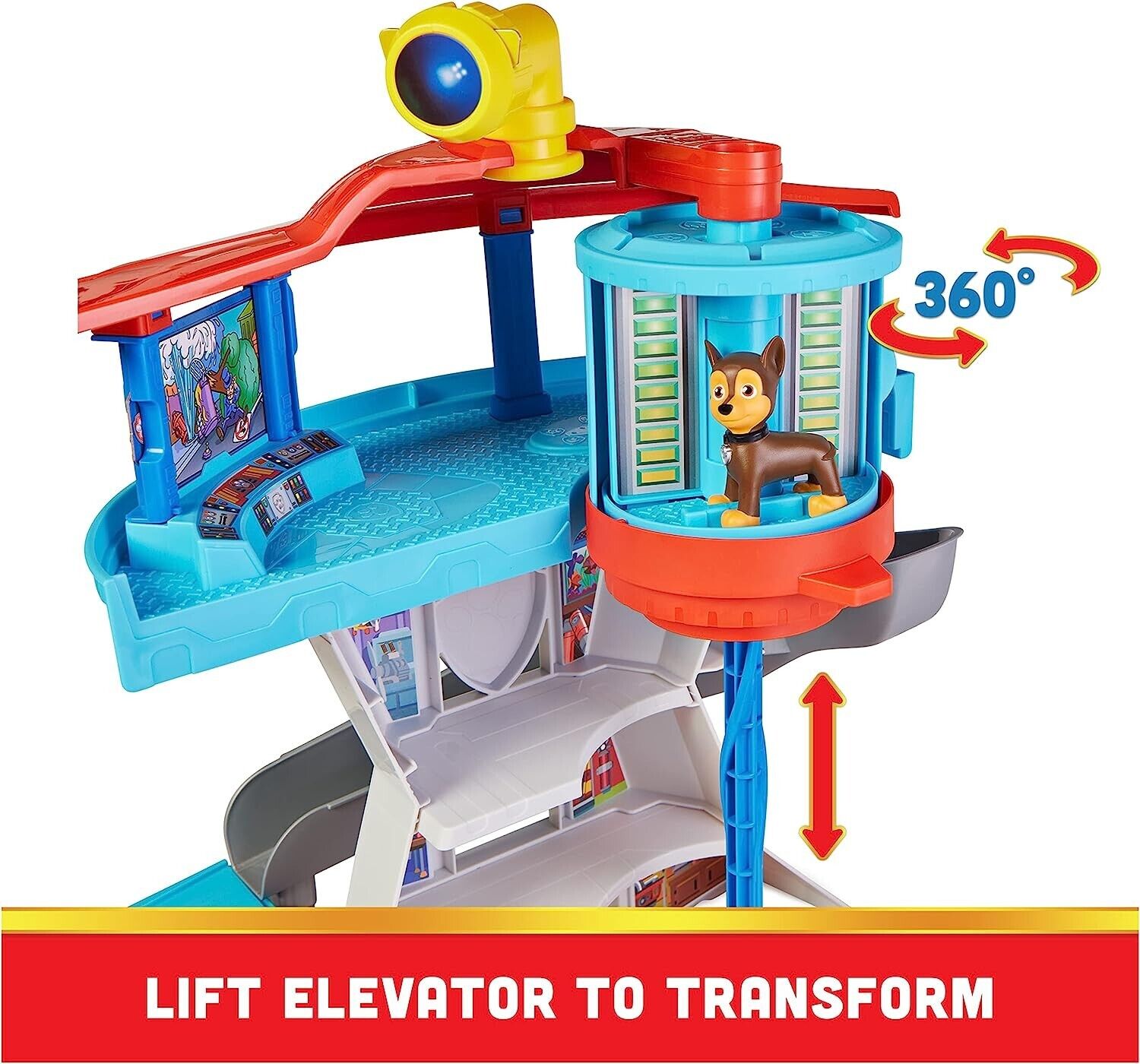 Paw Patrol Lookout Tower Playset with Toy Car Launcher, 2 Chase Action Figures,