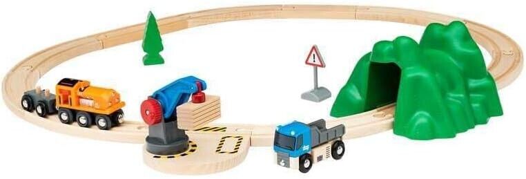 BRIO World Starter Lift & Load Train Set A for Kids Age 3 Years Up - Wooden Rail