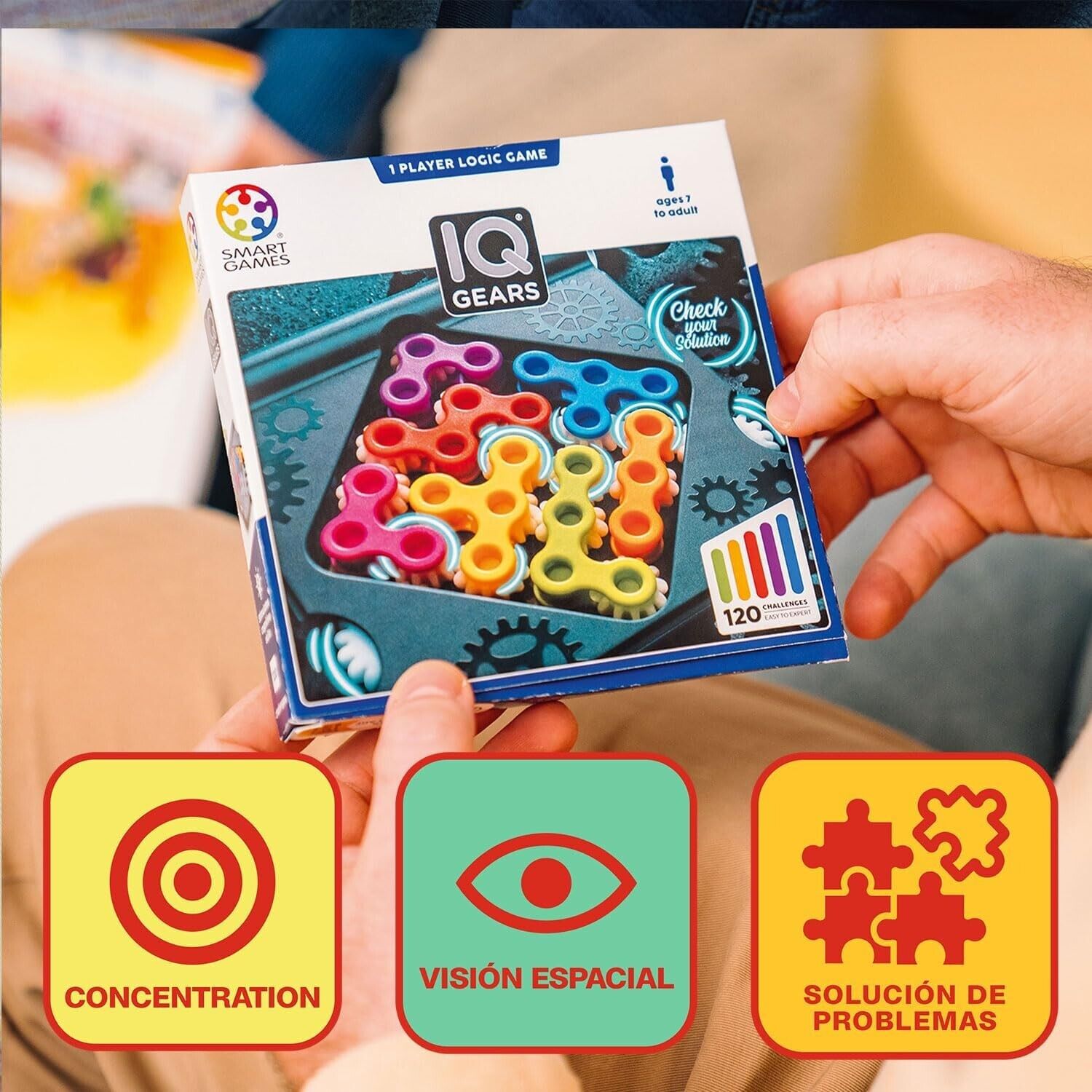 SmartGames - IQ Gears, Puzzle Game with 120 Challenges, Ages 7+