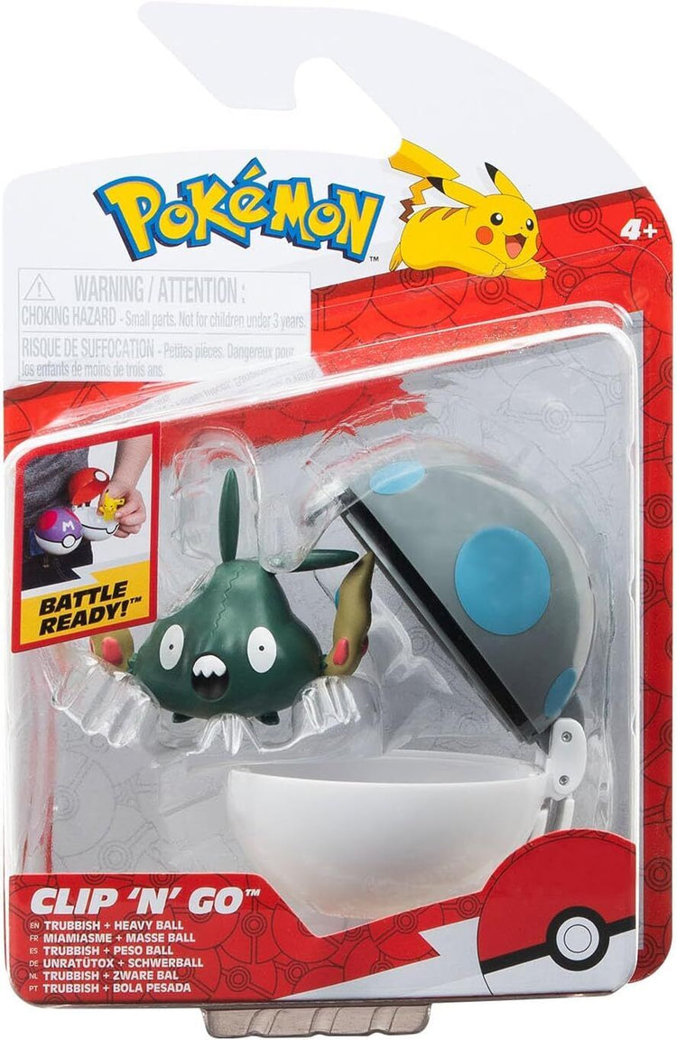 Pokémon Clip N Go Pokeball Toy And Nest Ball with battle Figurine Jazwares Trubbish