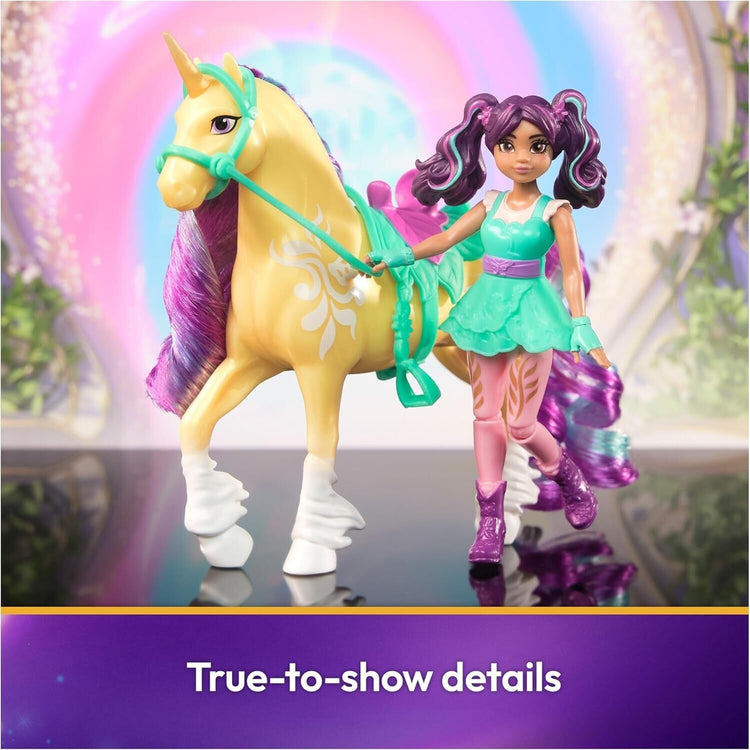 Unicorn Academy, Ava & Leaf Set with 2 Riding Accessories and Hair Styling Tool,