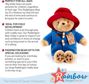 Rainbow Paddington Since 1958 Soft Toy - 23cm Large Must-Have Plush