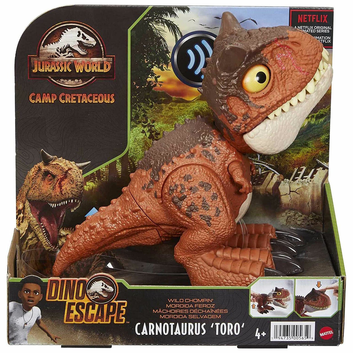 New Jurassic World Camp Cretaceous Wild Chompin' Carnotaurus Toro Toy Figure