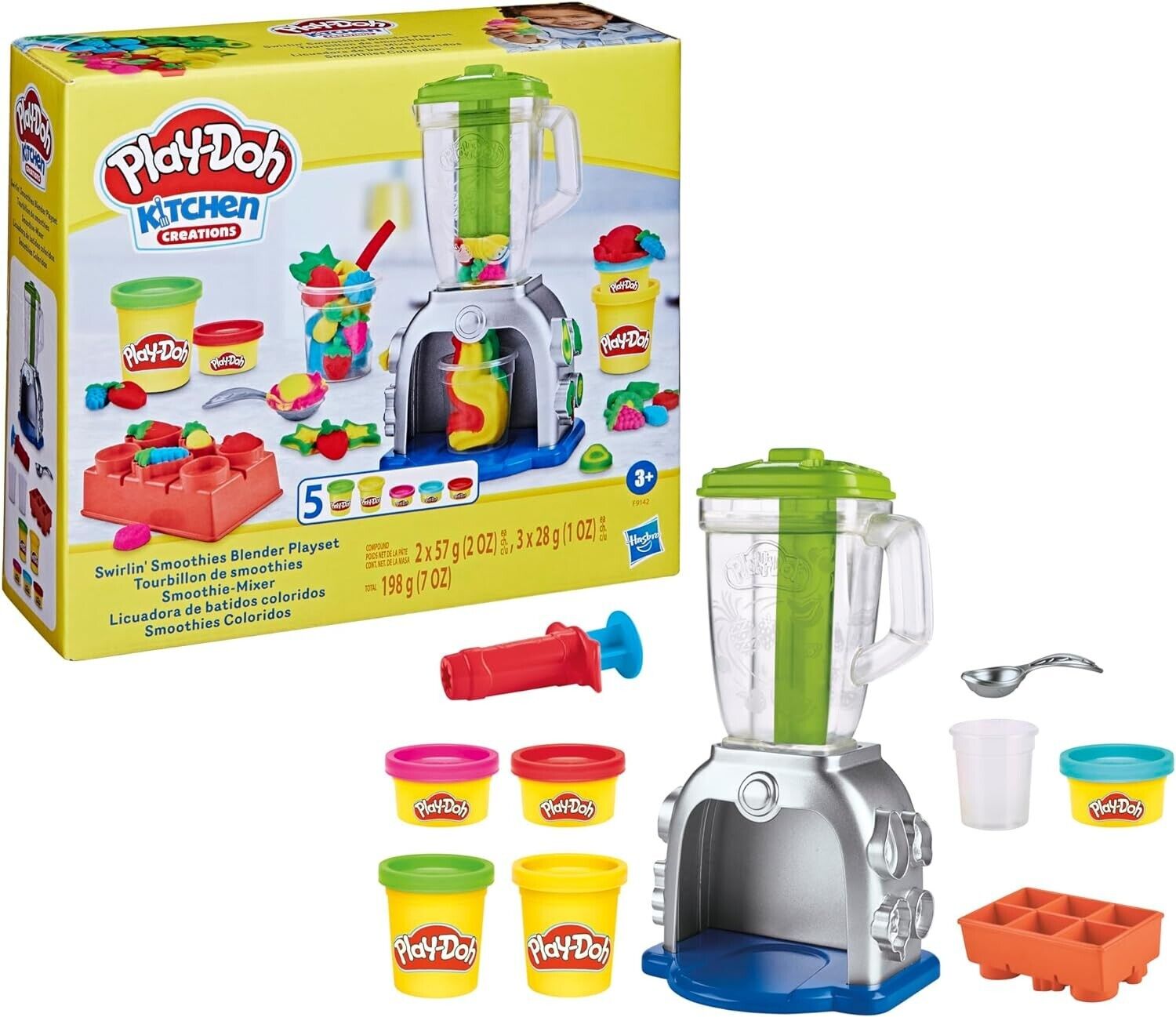Play-Doh Swirlin Smoothies Toy Blender Playset, Play Kitchen Appliance