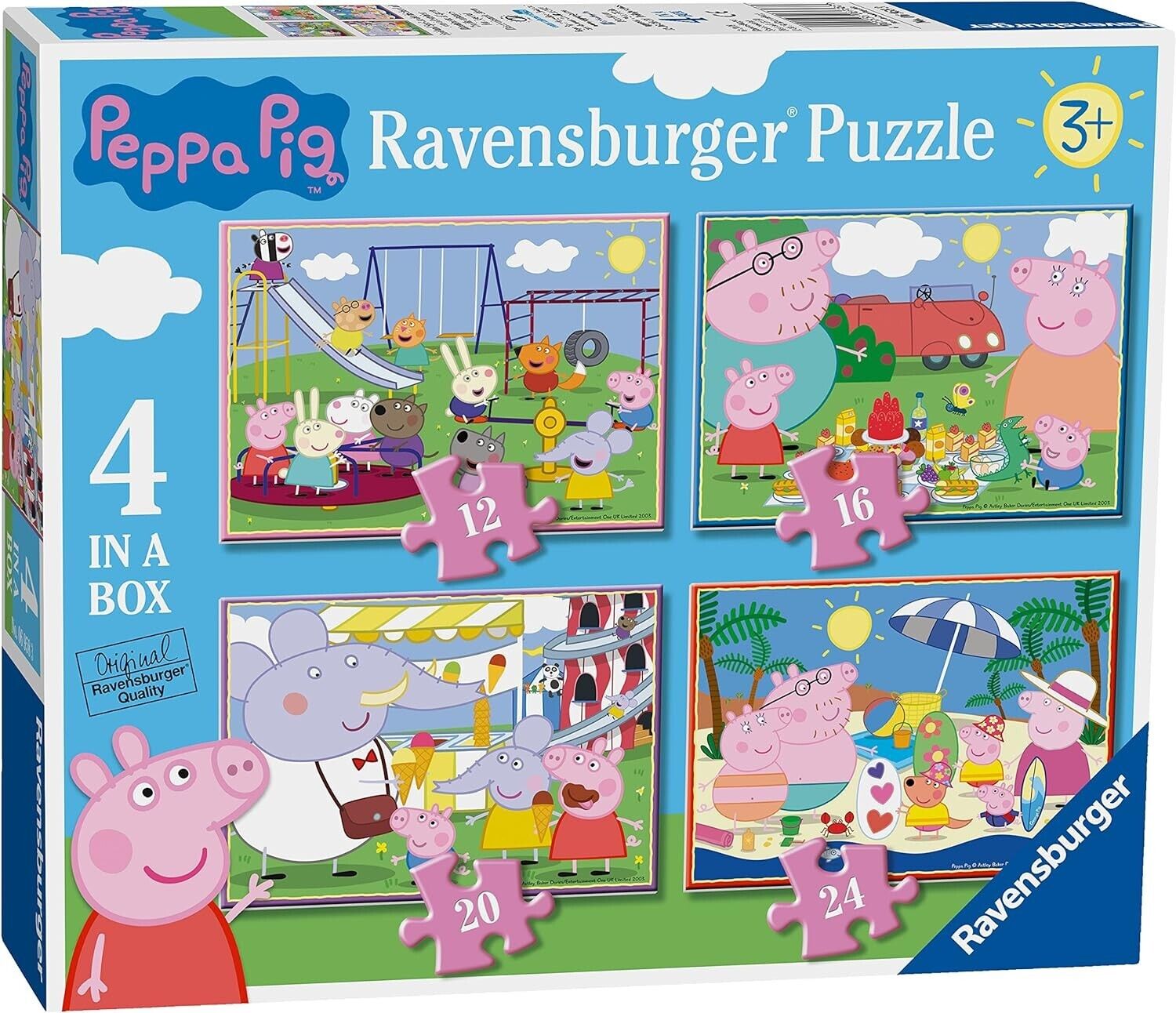 Ravensburger Peppa Pig 4 in Box (12, 16, 20, 24 Pieces) Jigsaw Puzzles for Kids