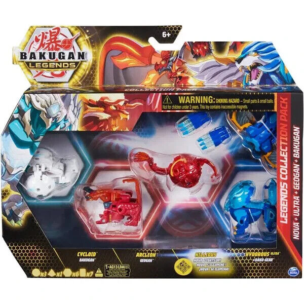 BAKUGAN Legends Collection Pack - CYCLOID, ARCLEON, NILLIOUS, HYDOROUS - 4-Pack