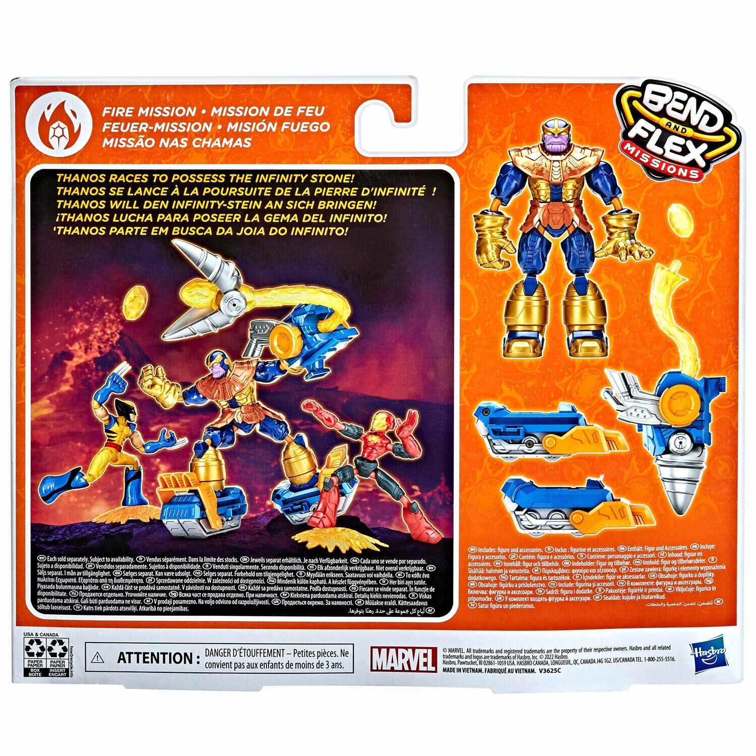 New Marvel Avengers Bend and Flex Thanos Fire Mission Figure 6-Inch