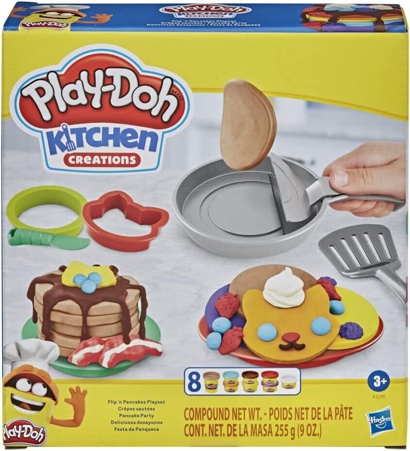 Play-Doh Kitchen Creations Flip 'n Pancakes Playset 14-Piece Breakfast Toy