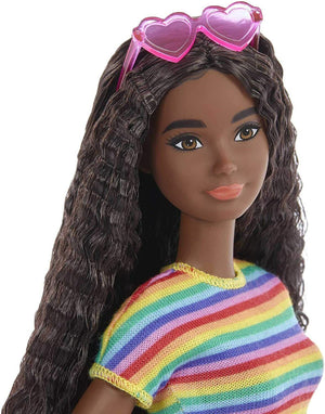 New Barbie Fashionistas Doll #166 with Wheelchair - Crimped Brunette Hair