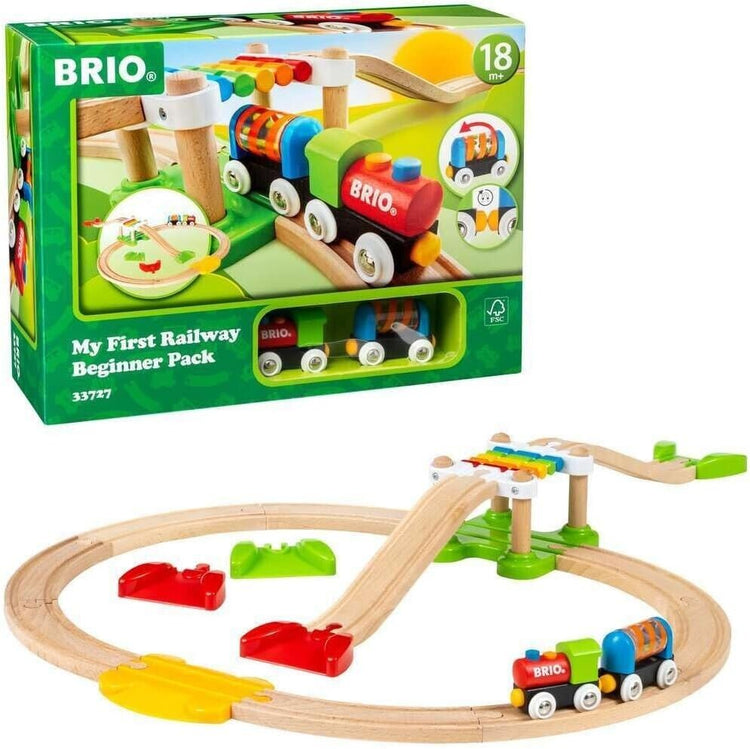 BRIO My First Railway Beginner Wooden Railway Train Set - Toys for Kids 18 Month