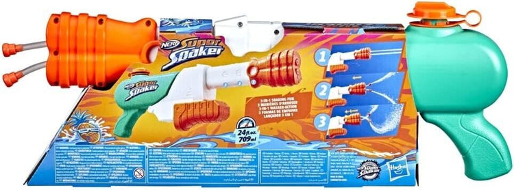 Nerf Super Soaker Hydro Frenzy Water Blaster, Wild 3-InCH Soaking Fun, Adjustabl