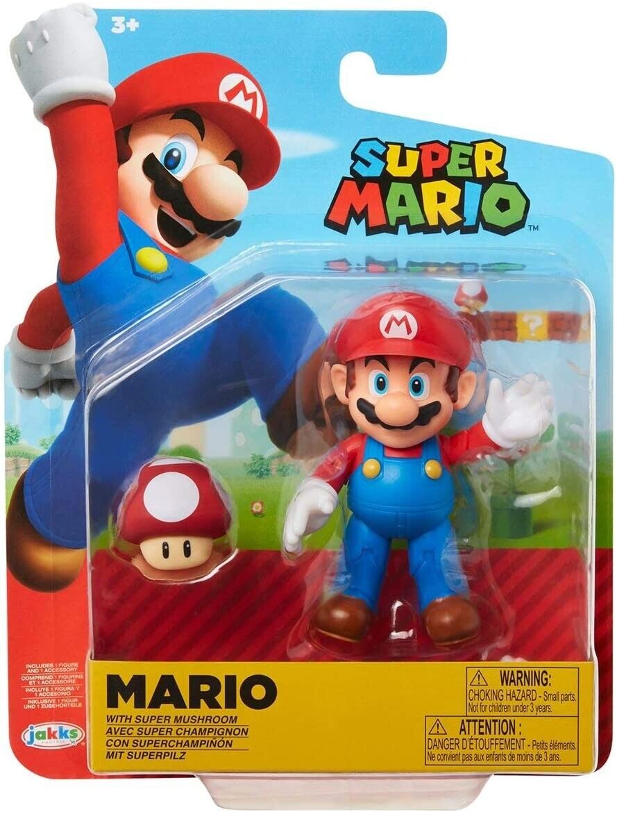 "Super Mario 4" Figure - Mario w/ Super Mushroom BRAND NEW"