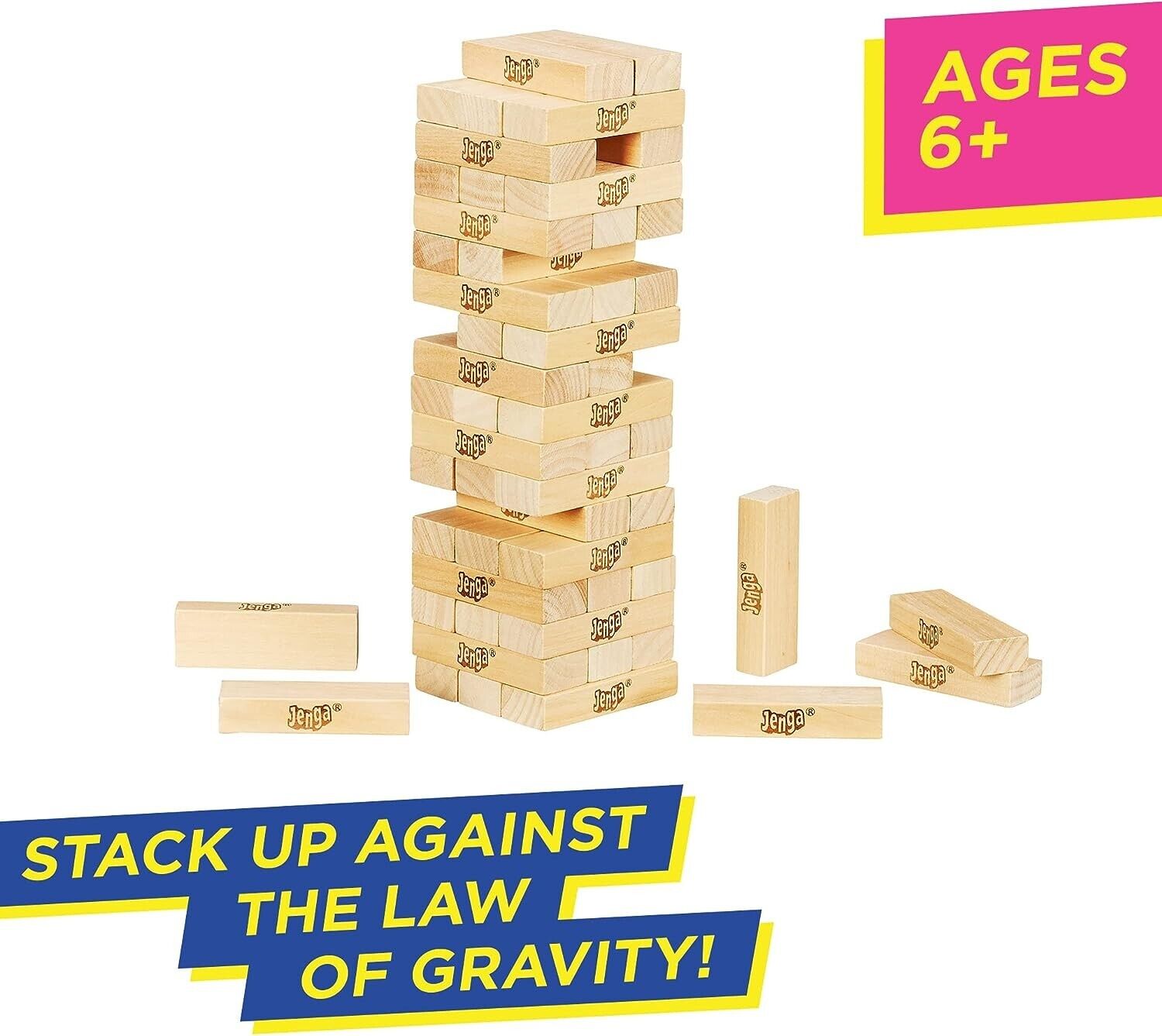 Hasbro Gaming Jenga Classic, Children's game that promotes reaction speed from 6