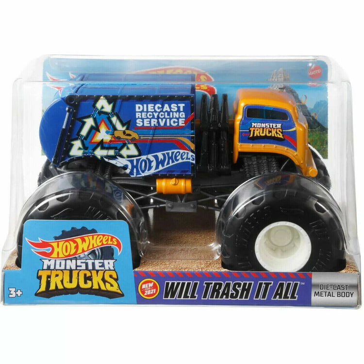 Hot Wheels Monster Trucks 1:24 Collection - Choose Your Favorite! - Will Trash It All (GTJ43)