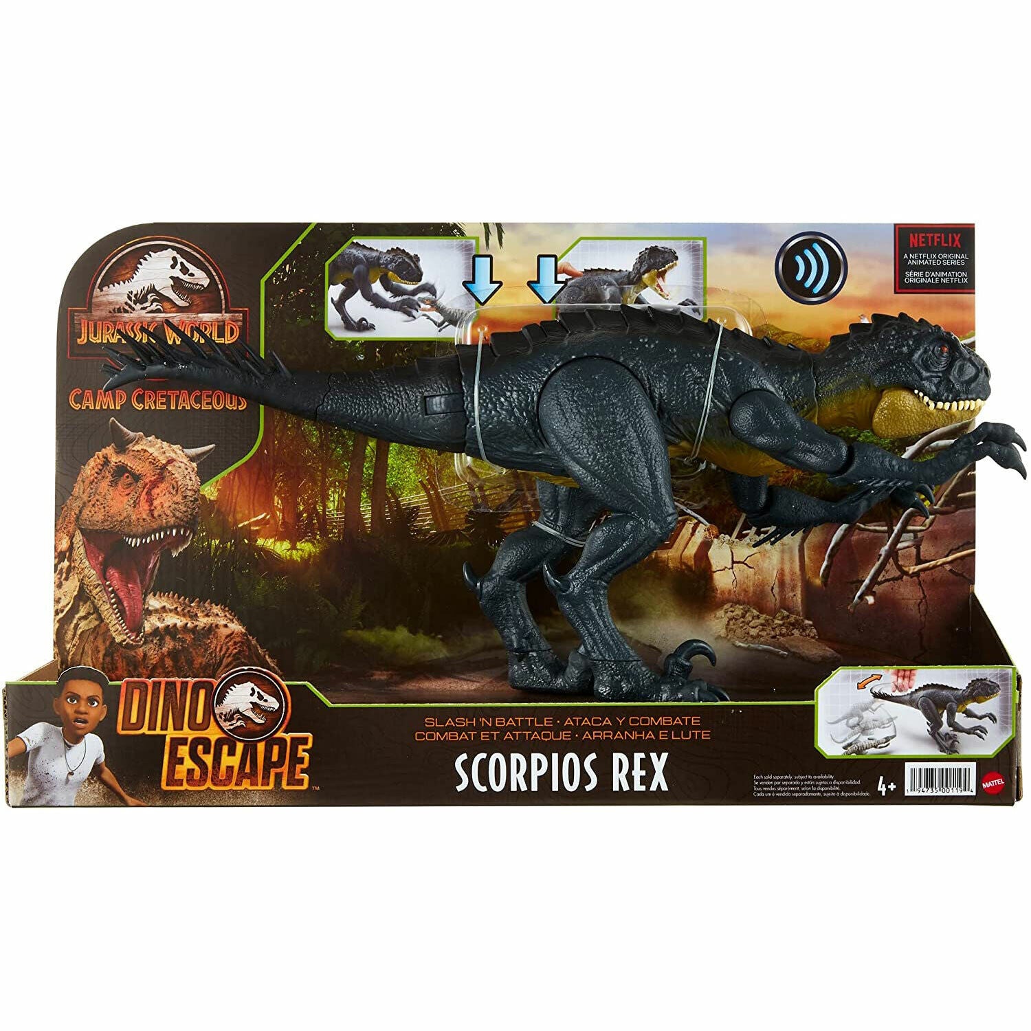 New Jurassic World Camp Cretaceous Slash 'n Battle Stinger Scorpios Rex Dinosaur