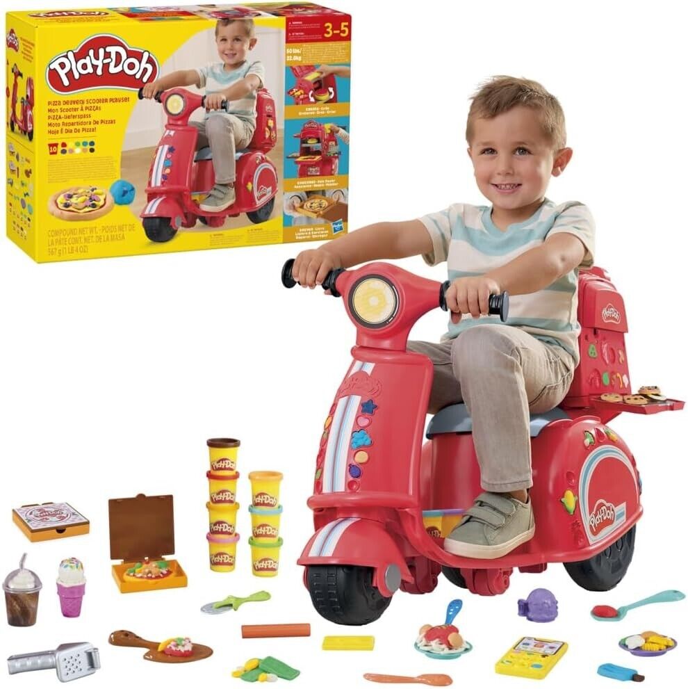 Play Doh Pizza Delivery Scooter Playset Large Ride On Play Food Preschool Toy