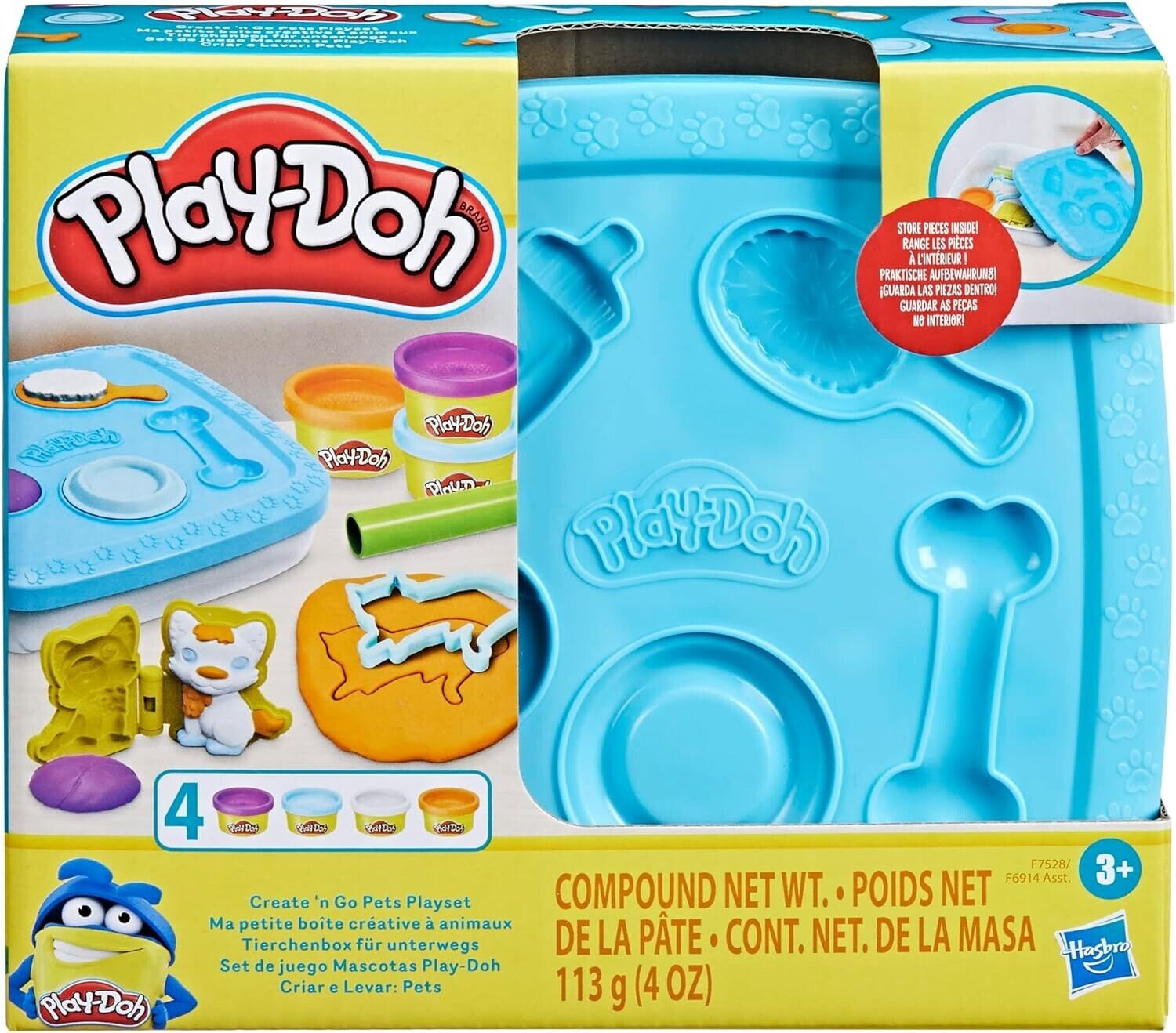 Play-Doh Create ‘n Go Pets Playset, Set with Storage Container, Arts and Crafts
