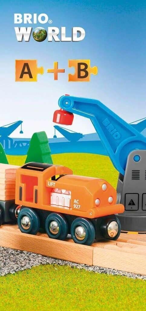 BRIO World Starter Lift & Load Train Set A for Kids Age 3 Years Up - Wooden Rail