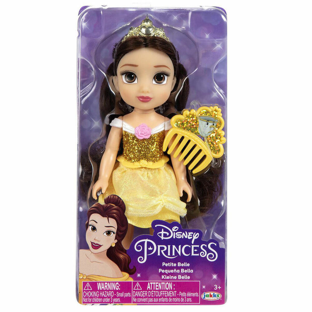 New Disney Princess Petite Glitter Belle Doll w/ Comb - Sparkling Beauty