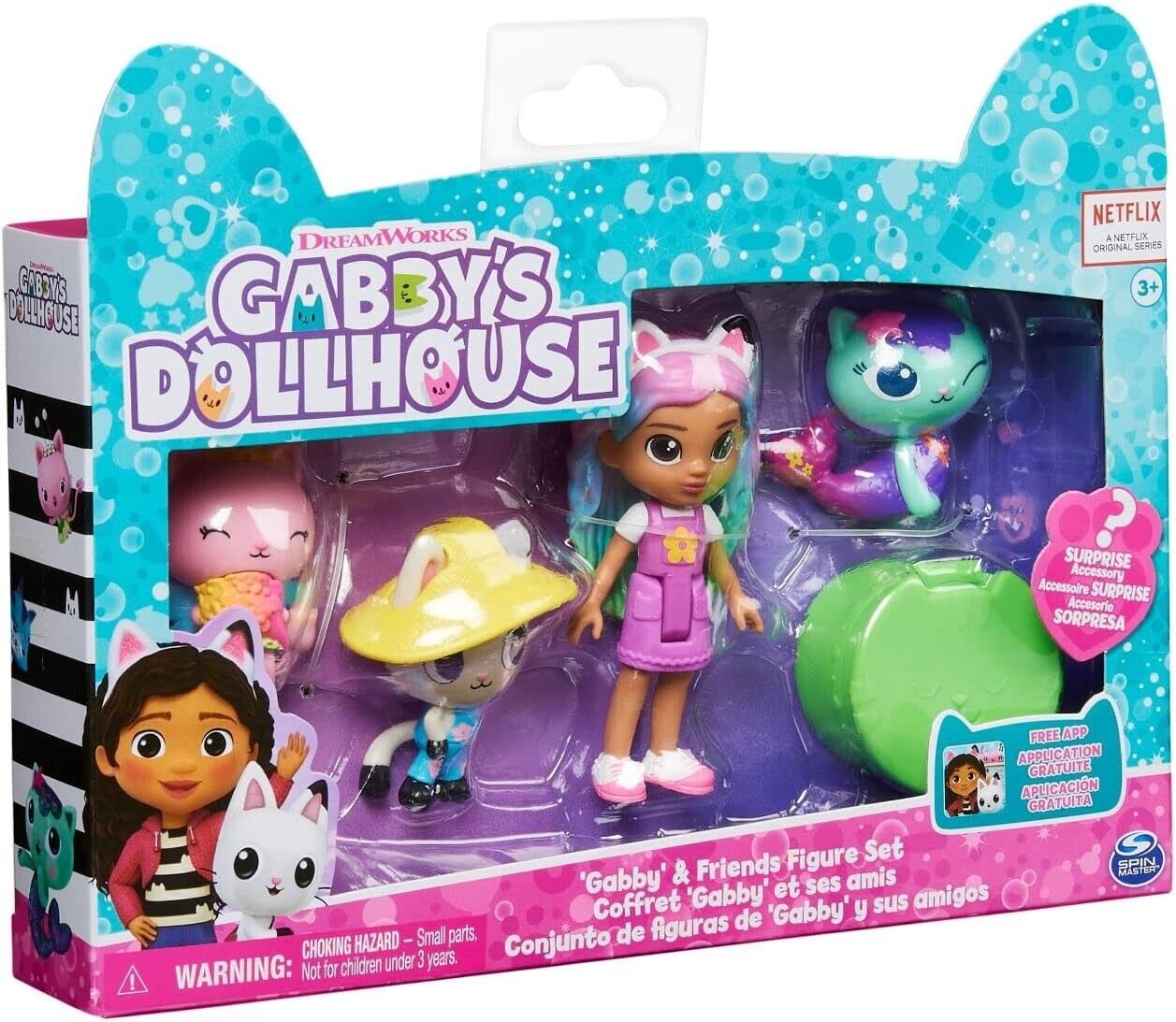 Gabby's Dollhouse 6065350 Friends Set with Rainbow Gabby Doll, Figures