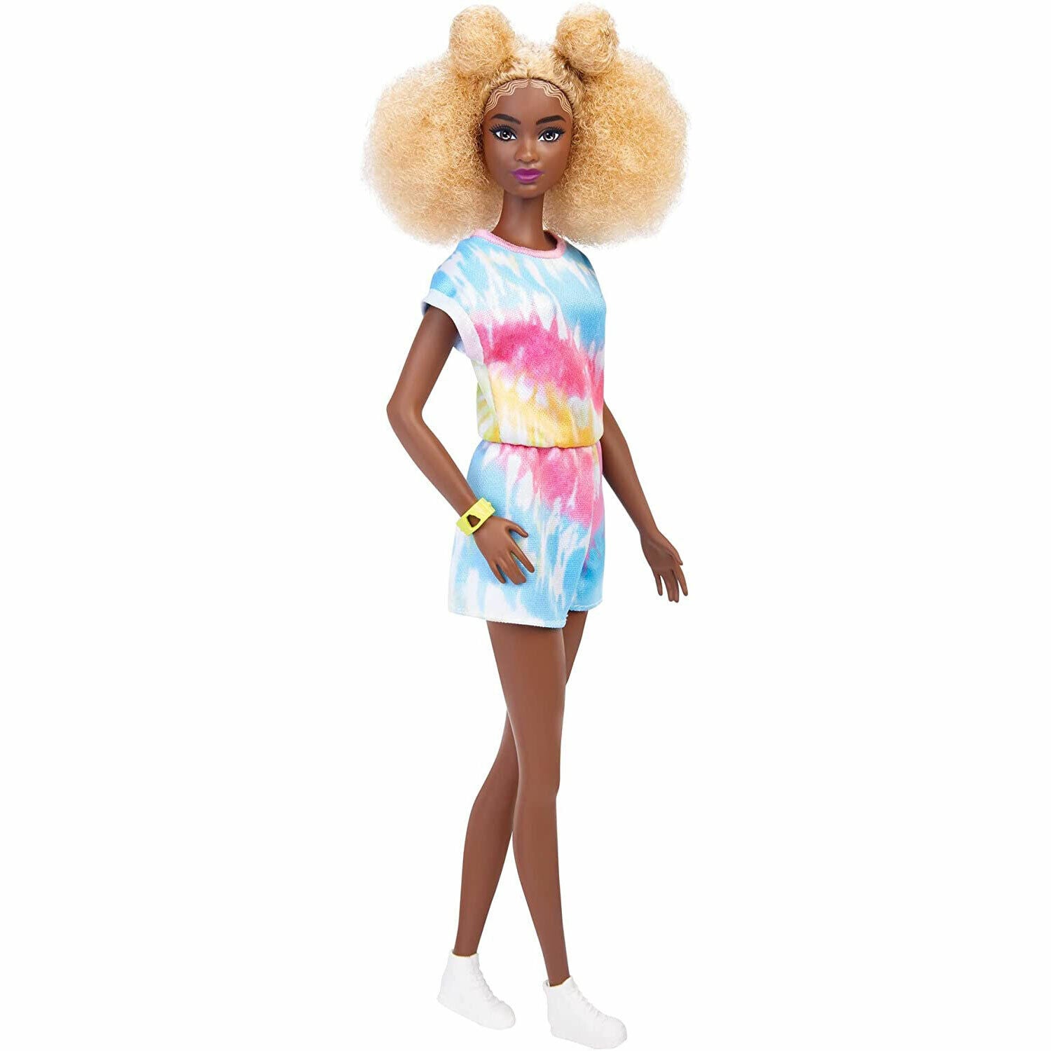New Barbie Fashionistas Doll #180 Blonde Afro & Tie-Dye Outfit - Free Shipping