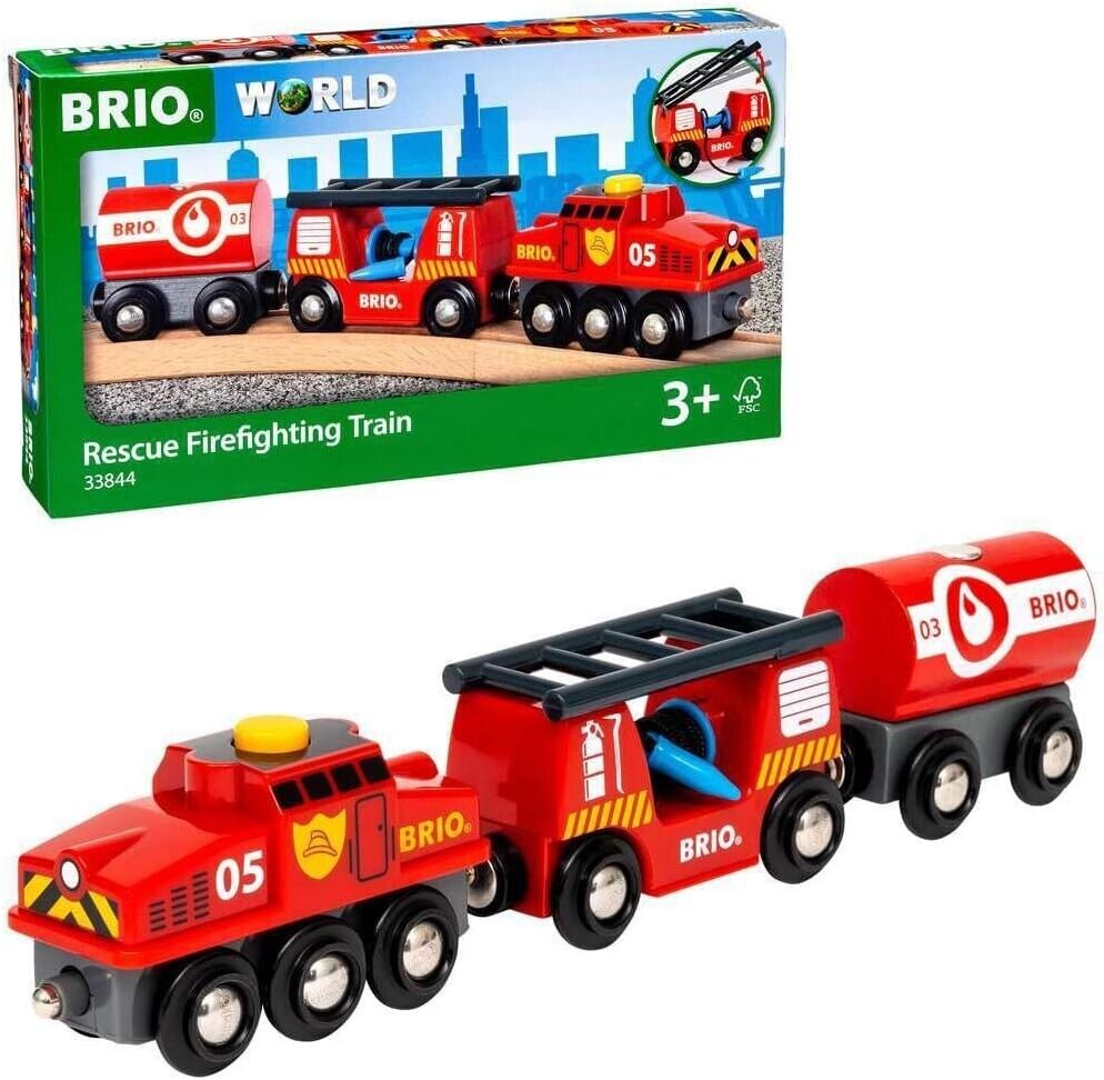 BRIO World Fire & Rescue Rescue Fire Toy Train for Kids Age 3 Years Up
