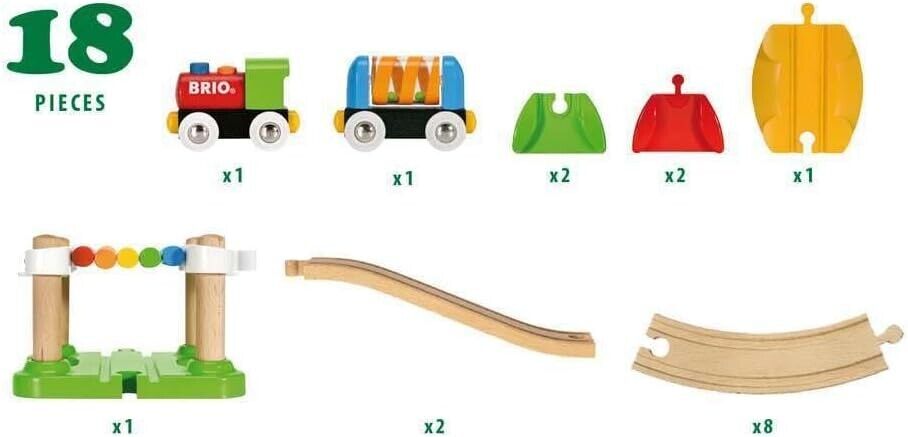 BRIO My First Railway Beginner Wooden Railway Train Set - Toys for Kids 18 Month