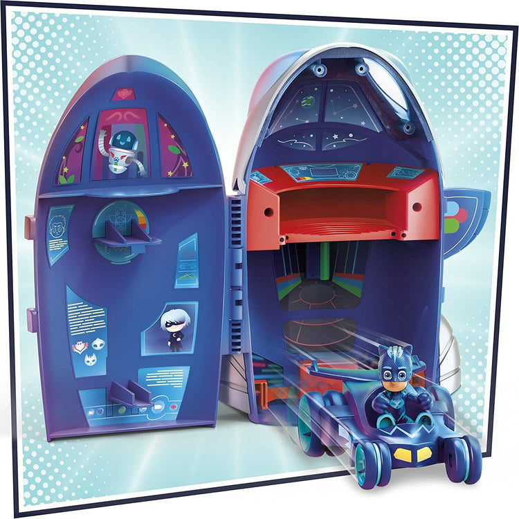 New PJ Masks 2-in-1 HQ Playset - Catboy Figure & Cat-Car - Fast Ship!