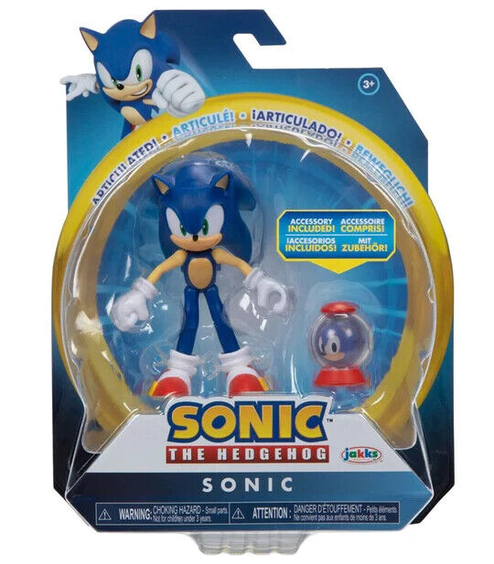 "New 2023 Sonic The Hedgehog 4" Figure with Extra Life Item Box - Collectible"