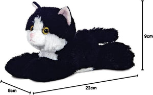 Aurora, 12743, Mini Flopsie Maynard Cat, 8in , Soft Toy, Black & White