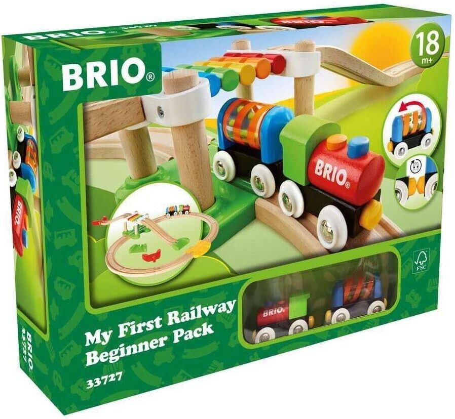 BRIO My First Railway Beginner Wooden Railway Train Set - Toys for Kids 18 Month
