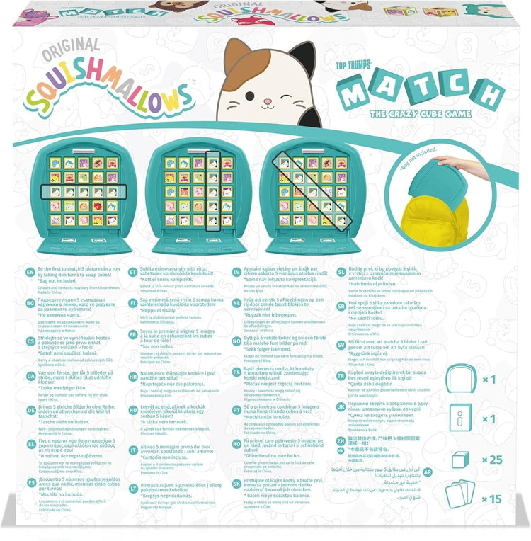 Top Trumps Match Squishmallows Board Game, match 5 Lola the Unicorn, Daxxon the