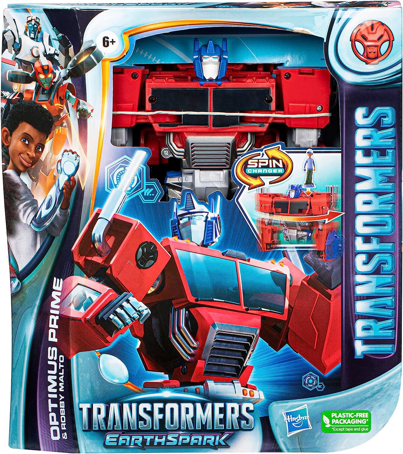 Transformers EarthSpark Spinchanger Optimus Prime & Robby Malto Action Figure