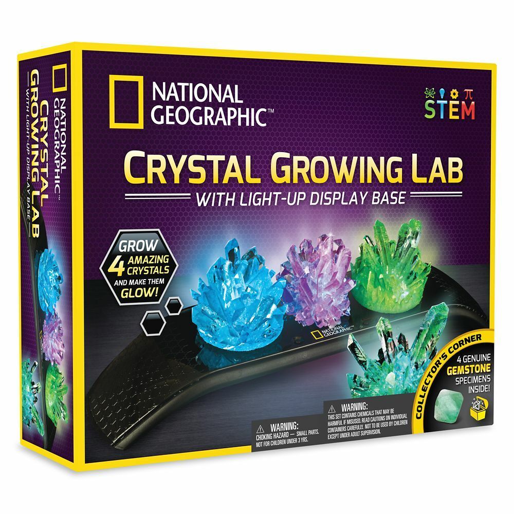 New National Geographic Crystal Growing Lab w/ Light-Up Display Base - STEM Toy