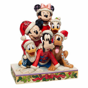 Disney Traditions Piled High Holiday Cheer Figurine - Xmas Mickey & Friends