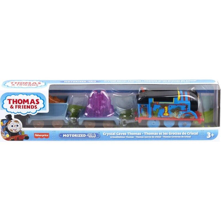 This is a toy train engine from the Fisher-Price Thomas & Friends line, featurin