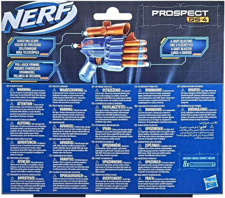 Nerf Elite 2.0 Prospect QS-4 Blaster, 8 Official Nerf Elite Darts, 4-Dart