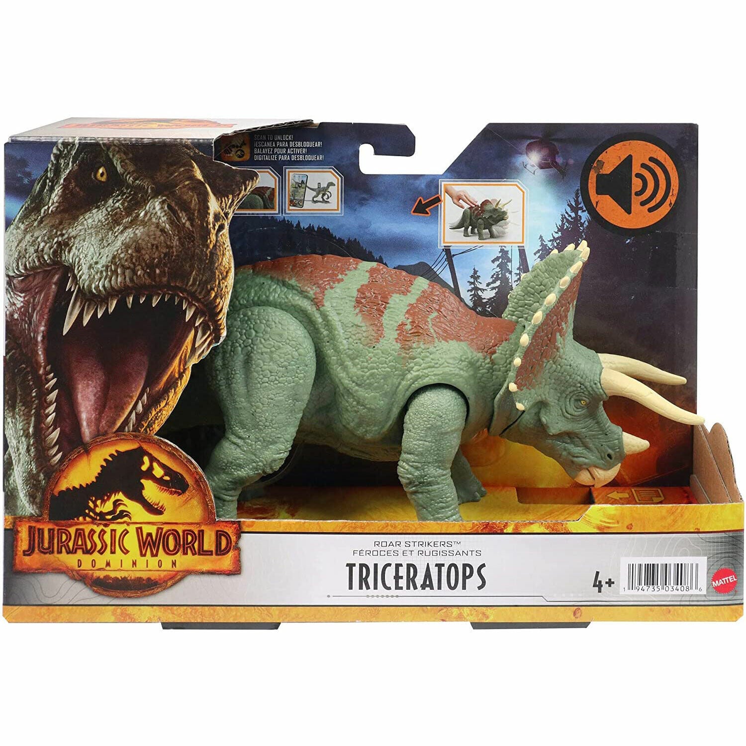 Jurassic World Dominion: Roar Strikers Triceratops Figure